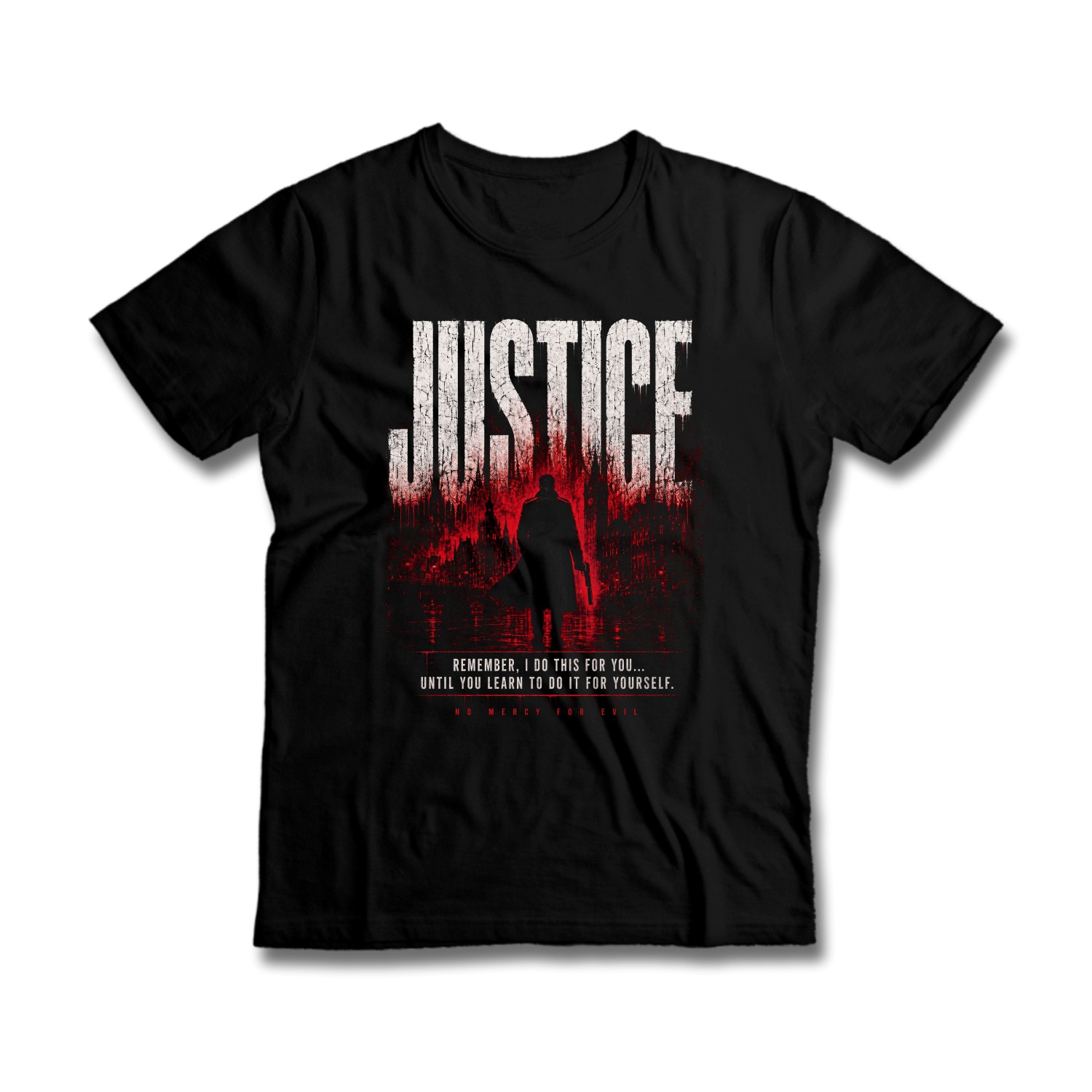 Tričko s potiskem JUSTICE – No Mercy for Evil - Vigilante